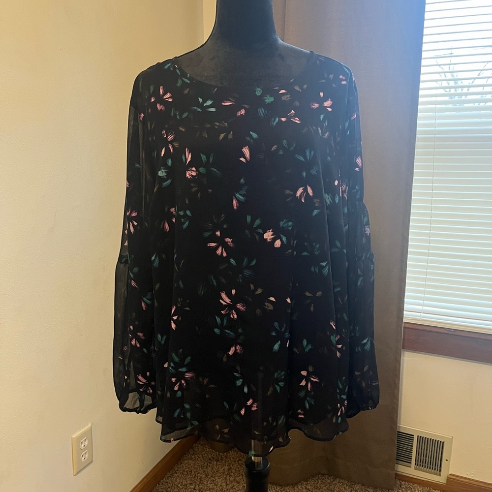 Apt. 9 Black Floral Blouse